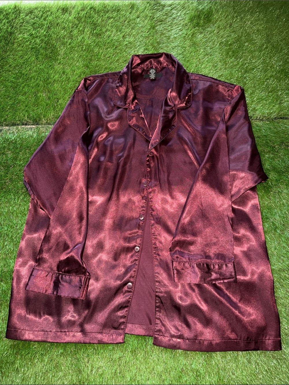 Mens Satin Pajama Set - Burgundy